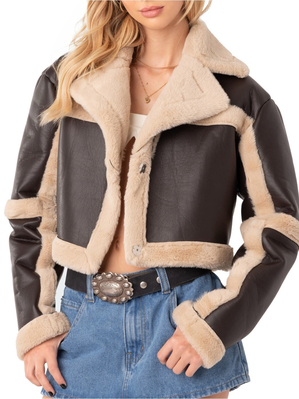 Edikted Ricky Faux Shearling Jacket - Size M